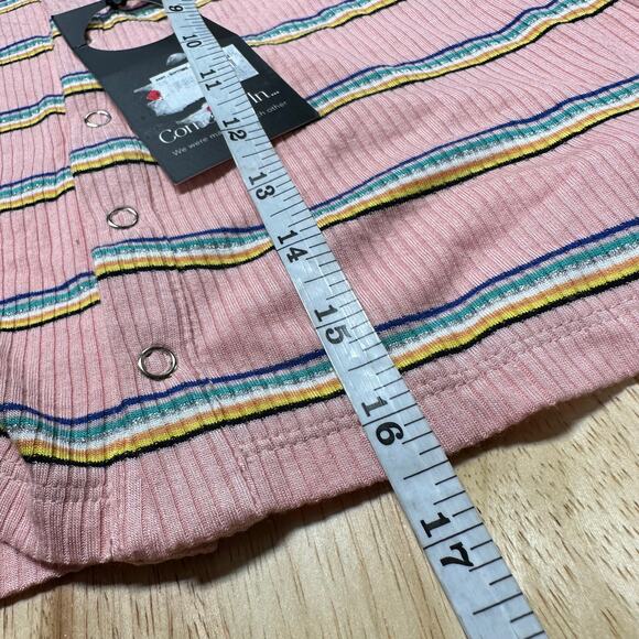 Privacy Please NWT Hopewell Metallic Pink Striped Mini Skirt Size S Rib Knit - Picture 11 of 11